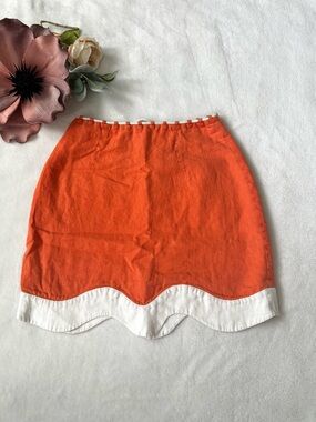 STAUD Arianna scallop skirt orange size 2